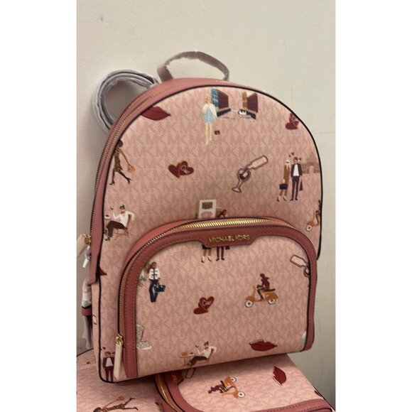 Michael Kors backpack jaycee large pocketbook girls printed DK powder blush mlt main image 11